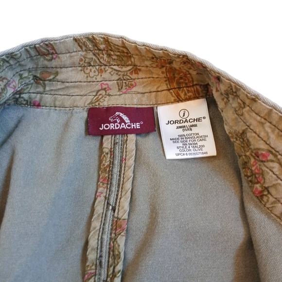 Vintage Jordache Y2K Military Jacket Dstressed Army Green Jean Jacket Sz Small - Picture 7 of 10